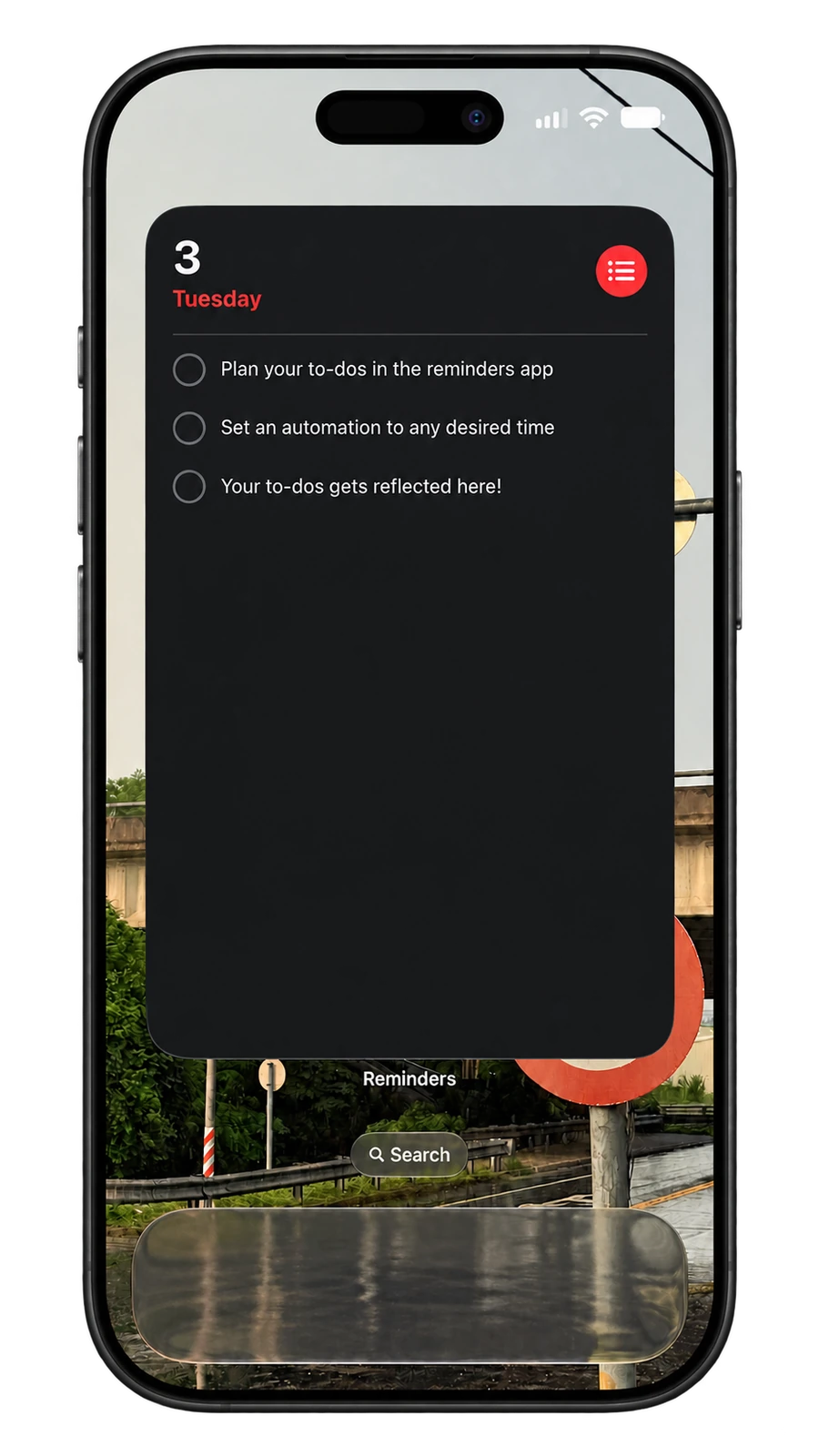 A Tuesday Reminders list with example daily tasks.